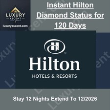 Aggiornamento Instant Hilton Diamond Stato 120 Giorni, Soggiorno 12 Notti Estensibile fino al 12/2026