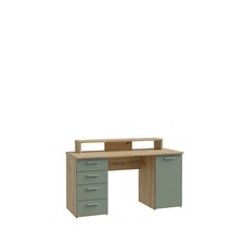 Scrivania con 4 cassetti e 1 anta battente FEENA in laminato, LAP 145x76,3x60 cm