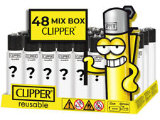48 Accendini CLIPPER LARGE Misti MIX BOX VARIETY Tutte grafiche differenti 