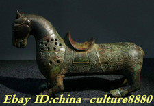 Statua cavallo reclinabile animale zodiaco palazzo merce bronzo dinastia Han 12,5" vecchia guerra
