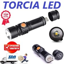 TORCIA LED RICARICABILE USB MINI TATTICA LUCE LED CREE T6 MOLTO POTENTE ZOOM