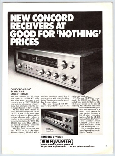1971 concord 200 stereo - 1971, cr-200