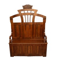 Cassapanca da ingresso in legno ciliegio in stile Liberty