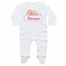 Tutina neonata personalizzata con nome bimba che dorme sulla nuvola
