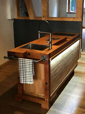 Cucina INDUSTRIAL in legno artigianale L 290 cm SENZA ELETTRODOMESTICI SU MISURA