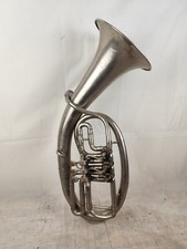 Euphonium Baritone Flicorno Argentato Anonimo 3 Valvole 
