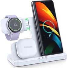 Stazione di ricarica caricabatterie wireless 3 in 1 - telefono Samsung Galaxy Watch Buds - bianco