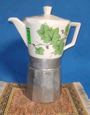 1152- caffettiera  in ceramica FLORY verde anni '70 6 tazze no marca