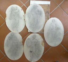 ANTICO DISEGNO OVALE CHINA   AREA LOMBARDA 1700 XVIII BOZZETTO MUSE ARTI ?