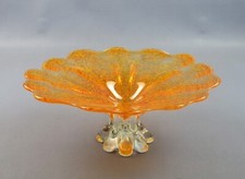 Vaso vetro sommerso centrotavola arancione alzata portafrutta vintage anni 80