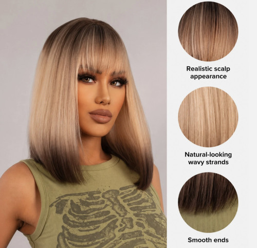 Parrucca bob biondo ombre con - bob,