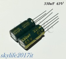 2 pz Condensatori elettrolitici 330uF 63V 105° LOW ESR - 2 pezzi condensatore
