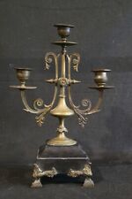 candelabro antico 3 fiamme napoleone III francese ottone marmo nero XIX secolo