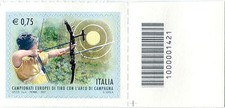 2011 francobollo Campionati di Tiro Con l'Arco SX CON CODICE A BARRE 1421
