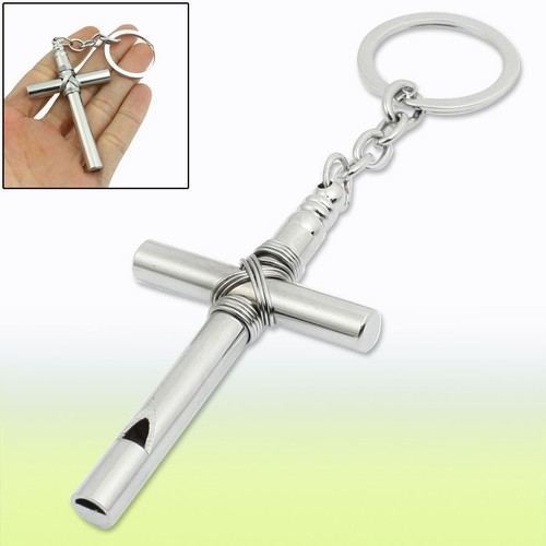 Metal cross whistle keychain - cross,