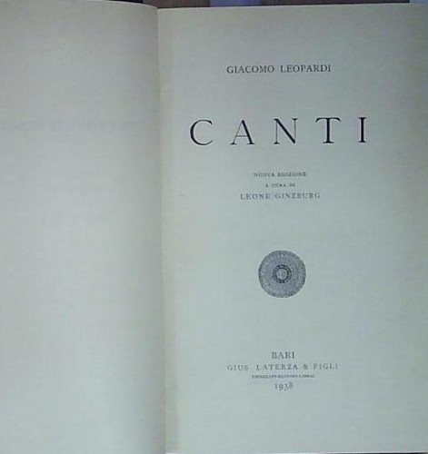 Leopardi canti laterza - leopardi,