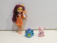 bambola ENCHANTIMALS FELICITY VOLPE MATTEL con amico cucciolo pavone coniglio di