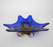 Centro Tavola Vetro blu Murano Massiccio sommerso Venezia Vintage L28cm-51V