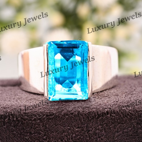 Anello uomo lusso topazio blu