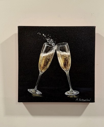Quadro olio brindisi champagne
