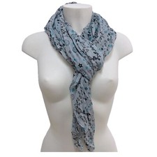 Grigio Blu Figure Fiori SCIARPA Foulard Coprispalle Uomo Donna Misto Seta  FF1