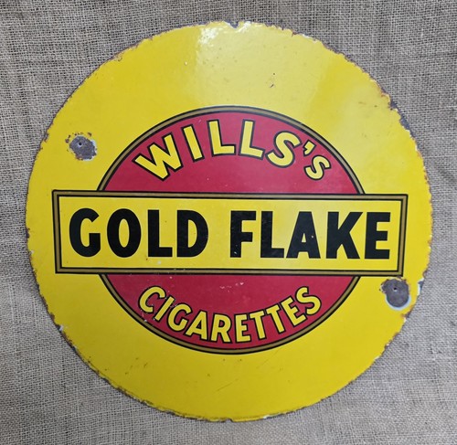 Vintage enamel sign wills gold - sign,