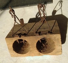 Trappola Per Topi Antica Legno E Metallo 8,5 X 5,5 X 3,5 Da Campagna