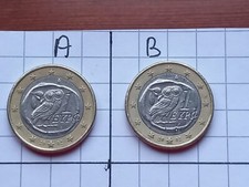 2 RARE Monete 1 euro - GRECIA 2002 -una con ERRORE CONIO - PER COLLEZIONISTI    