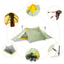 Tenda ultraleggera 3 persone leggera zaino senza asta piramidale rete tenda interna