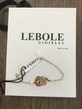 BRACCIALE LEBOLE GIOIELLI  "DRAGONE BIANCO" -NUOVO- ARGENTO E SETA
