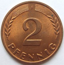 Moneta Repubblica Federale Tedesca 2 Pfennig 1964 F in Uncirculated