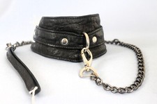 choker, modello gufo. collare con con guinzaglio staccabile  made in italy