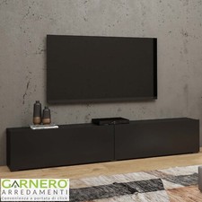 Mobile porta tv moderno 180x35cm nero opaco design sala salotto soggiorno FUSION