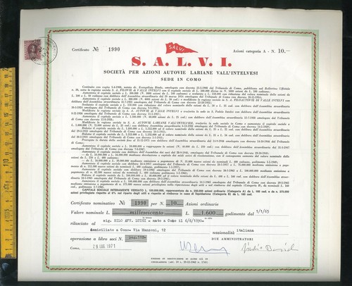 Certificato azionario azione - certificato,