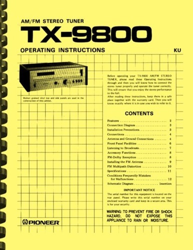 Pioneer 9800 sintonizzatore - pioneer, tx-9800