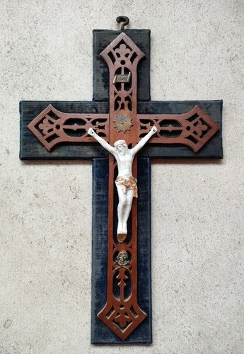 Antico crocefisso legno - crocefisso, legno/