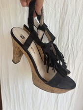 Sandali Alti  Frange Sexy Neri Numero 40