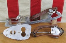 Pattini da ghiaccio antichi Spalding vintage anni 20 club canadese morsetto in acciaio con chiave