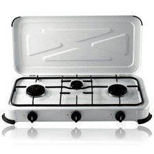 Fornello Cucina a Gas 3 Fuochi in Acciaio Per Esterno Con Regolatori Di Potenza