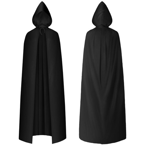 Mantello nero con cappuccio - con,
