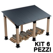 Kit 6 pezzi Connettori travi in legno con inclinazione, giunti per pergole 9x9