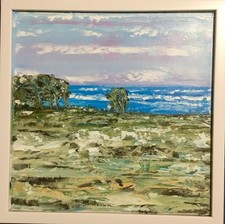 Quadro  “ paesaggio “dipinto a olio su tela 20 x 20 cm ,cornice omaggio