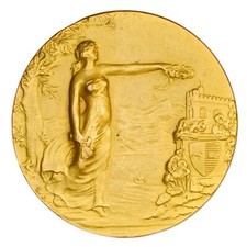 MEDAGLIA PIACENZA Esposizione Agricola Industriale 1902, Metallo Dorato