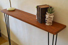 Tavolino Consolle in Legno Massello Tavolo Alto da Parete Industriale Ingresso