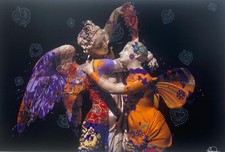 Pennacchini Massimo 98x148 Amore e psiche Serigrafia con floccaggi e foglia oro