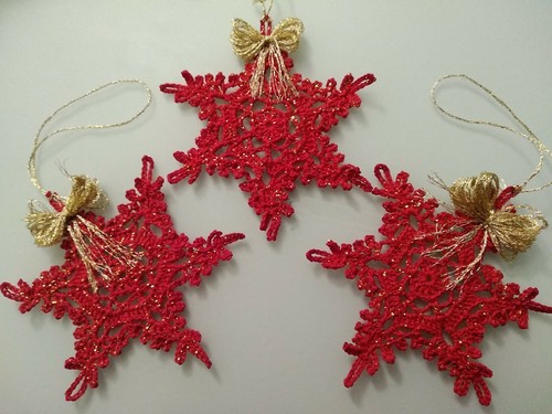 Tris stella natale - , uncinetto