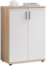 Mobile Multiuso in Legno, Armadietto Rovere e Bianco, 2 Ante con Ripiano Interno