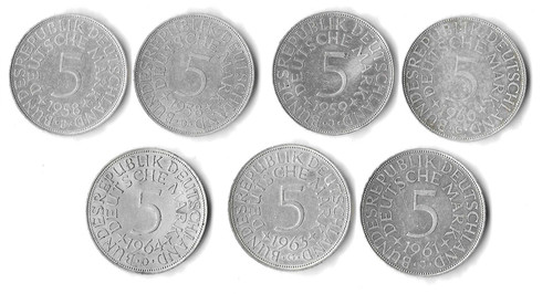 Brd silber 1958d - dm, 1958f