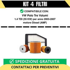 Kit 4 Filtri Tagliando per VW Polo Tre Volumi 1.4 TDI 55 kw Diesel 2003-2007