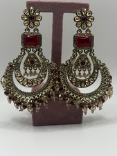 Orecchini Kundan Jhumka rossi